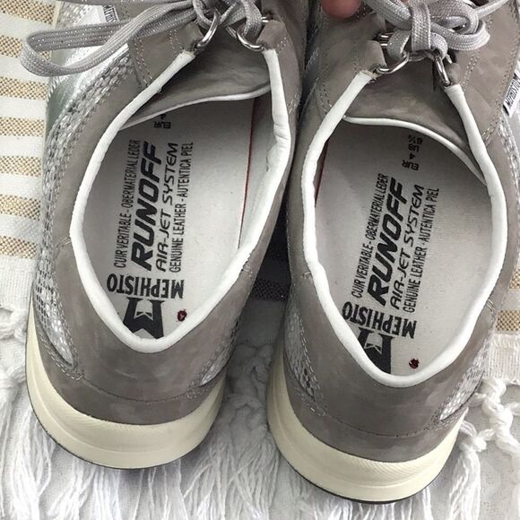 Mephisto Runoff Air Jet System Silver Snakeskin Grey Leather Lace Up Shoes - Picture 9 of 16
